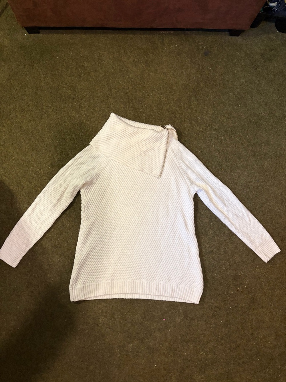 Talbots Cream Asymmetrical Cowl Neck Sweater